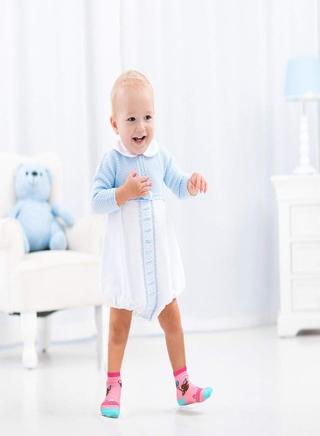 Tphon Toddler Boy Socks with Grips 12 Pairs Kids Anti Slip Cotton Crew Socks for Boys, Girls 5-7 Years - Image 2